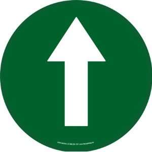  Directional Arrow Floor Sign 17.5 Circle Green 