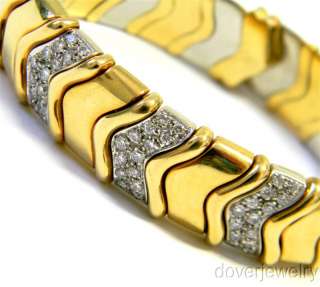 Estate Italian 3.38ct Diamond 18K Gold Cuff Bangle Bracelet NR  