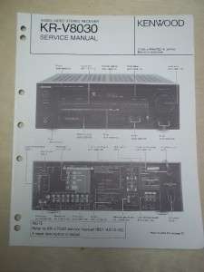 Vtg Kenwood Service/Repair Manual~KR V8030 Receiver~Original  