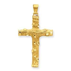  14k Gold Diamond cut & Satin Cross Pendant: Jewelry
