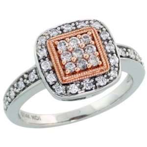  14k 2 Tone (Rose & White) Gold Square shaped Diamond Ring 
