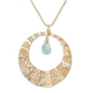    Gold plated blue topaz pendant necklace, Lanna Sun Jewelry