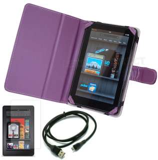 VIEW Purple Leather Stand Case Cover for  Kindle Fire+LCD+2.0 