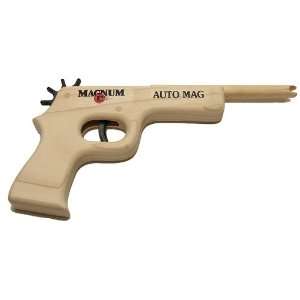   Wooden Rubber Band Gun Auto Magnum Pistol with Red Ammo Toys & Games