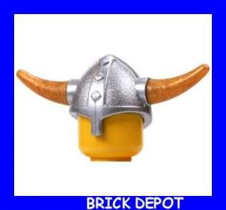 Lego Minifig Headgear Viking Hat Silver Gold Horns New  
