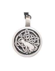 Celtic Fox Fern Pewter Pendant Necklace