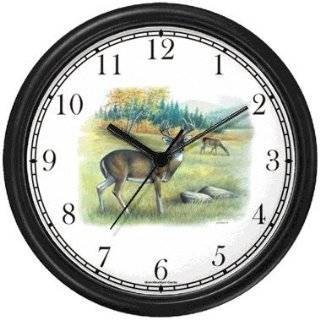Buck & Doe Deer JP Animal Wall Clock by WatchBuddy Timepieces (Slate 