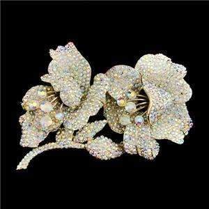 Luxury 4.92 Orchid Flower Brooch Pin Swarovski Crystal  