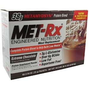 Met Rx USA Meal Replacement Protein Powder, Extreme Chocolate, 40  