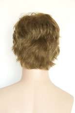   Natural Looking Medium Human Hair Grey Brunette Red Straight Mens Wig