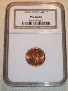 1960 P Lincoln Cent (Large Date)NGC MS66RD VERY SCARCE  