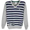 Lacoste Cotton V Neck Striped Sweater   Mens   Grey / Navy
