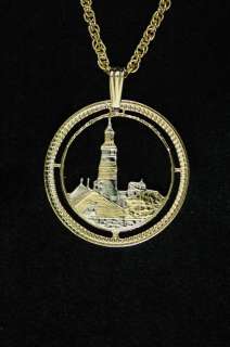 Lighthouse(Europe)Nautical Cut Coin Pendant Necklace 1  