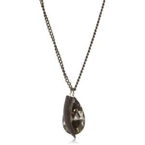 Zara Terez Tear Drop Wood Horn Crystal Stone Plated Chain Pendant 