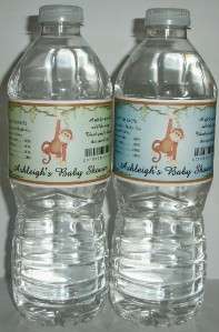 20 MONKEY BABY SHOWER FAVORS WATER BOTTLE LABELS ~ Glossy ~ Waterproof 