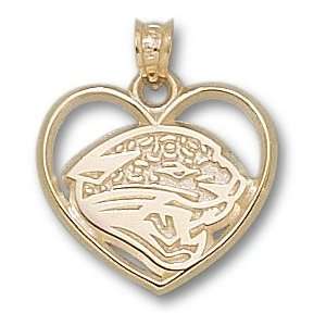  Jacksonville Jaguars Logo Heart Pendant 14K Gold Jewelry 
