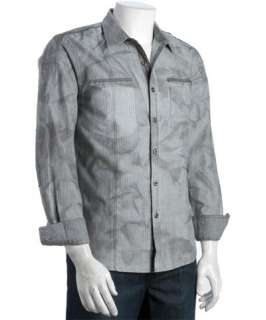 Black Hearts Brigade indigo striped cotton chambray button front shirt