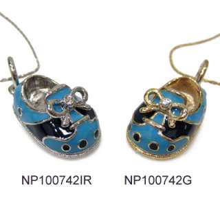 Darling Enamel Baby Shoe Charm Pendant 16 18 Necklace