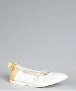 Blumarine GIRLS white leather bow heel ballet flats style# 318388301