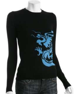 C3 Collection black cashmere dragon intarsia sweater  BLUEFLY up to 