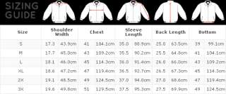   measurements of the jacket are exactly as found in the above chart