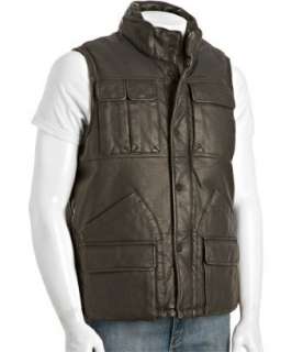 Levis Capital E dark brown faux leather pocket front vest   