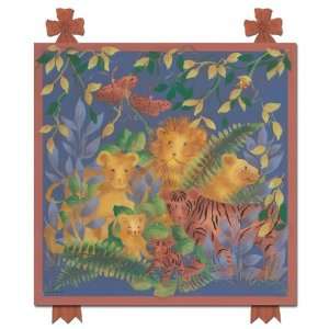  Lively Jungle Cats Canvas Reproduction   Rainbow Multi 