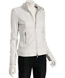 Mackage white leather Fancy zip front jacket  
