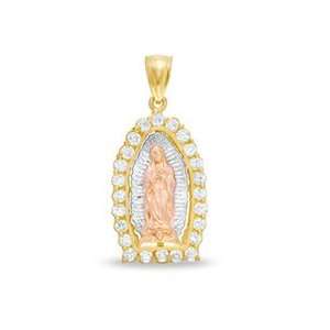  Medium Cubic Zirconia Our Lady of Guadalupe Medal Charm in 