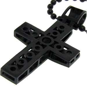  Mens new large black cross chain necklace bling Jewelry
