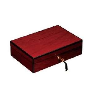   Jewelry Box Teak Red Gloss Ebonized Edge w/ Key Lock: Home & Kitchen