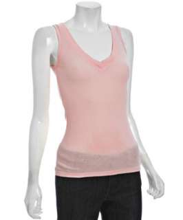 Rebecca Beeson pink ribbed cotton modal v neck tank   up to 70 