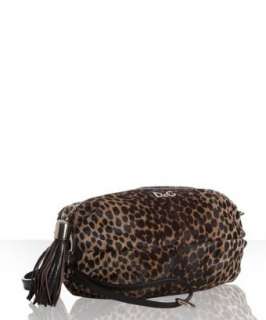 tan cheetah print calf hair crossbody bag  