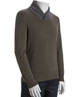 Wyatt sage green cashmere contrast shawl collar sweater