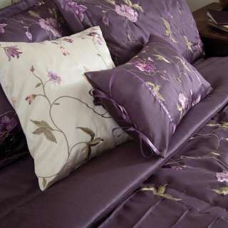 Cream & Purple Floral Duvet or Curtains or Bedspread  