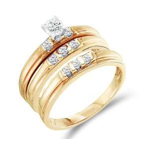 Diamond Rings Engagement Wedding Bands Yellow Gold Men Lady .25 ctw 