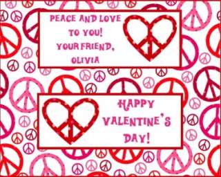 40 Personalized Valentine Peace Sign Candy Bar Wrappers  