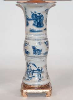 34High Tall Oriental Blue & White Porcelain Table Lamp  