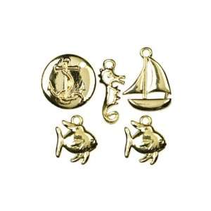  Cousin Jewelry Basics 5 Piece Metal Charm Nautical Gold 