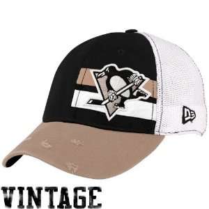 NHL New Era Pittsburgh Penguins White Double Stripe Vintage Flex Hat 