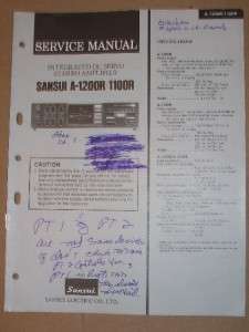 Sansui Service/Repair Manual~A 1200R/1100R Amplifier  