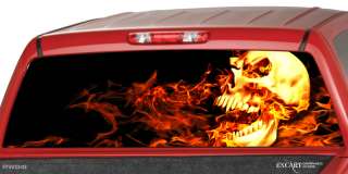 FLAMING SKULL Burning Rear Window Graphic Decal Truck SUV Cap Camper 