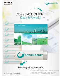 SONY Cycle Energy 2x AA Ni MH Rechargeable Battery(NEW)  