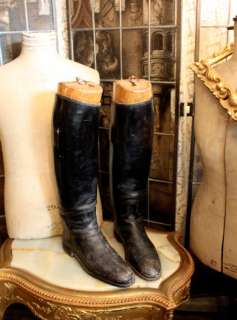 Pair Antique French Leather Riding Boots Antique Boots  