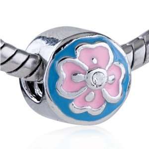  Pandora Style Charm Beads Pink Blue Flower European Fits Pandora 