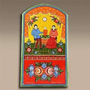  Gorodets Painting Cutting board Russian Samovar 