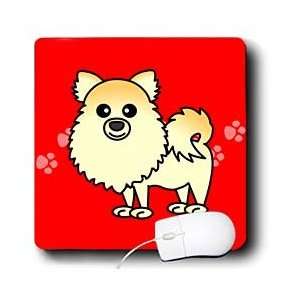   Cute Cream Pomeranian Red with Paw Prints   Mouse Pads: Electronics