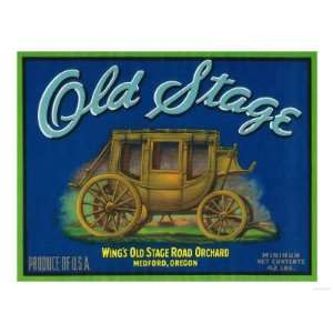  Old Stage Pear Crate Label   Medford, OR Giclee Poster 