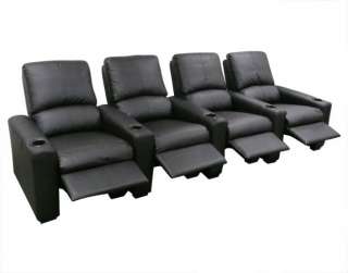 EROS Home Theater Seating 8 Black Seats Recliner Chairs  