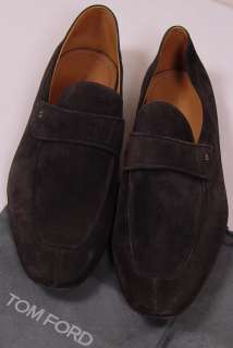 TOM FORD SHOES $1195 BROWN SUEDE LOGO ORNAMENTED HANDMADE LOAFER 11.5 